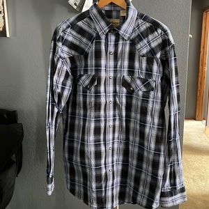 Blue Plaid and White Cowboy Legend Pearl Snap